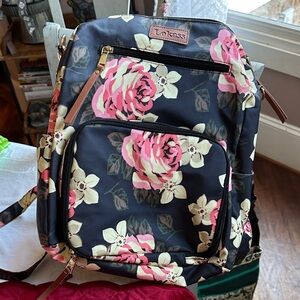 Floral baby diaper bag - Black and Pink